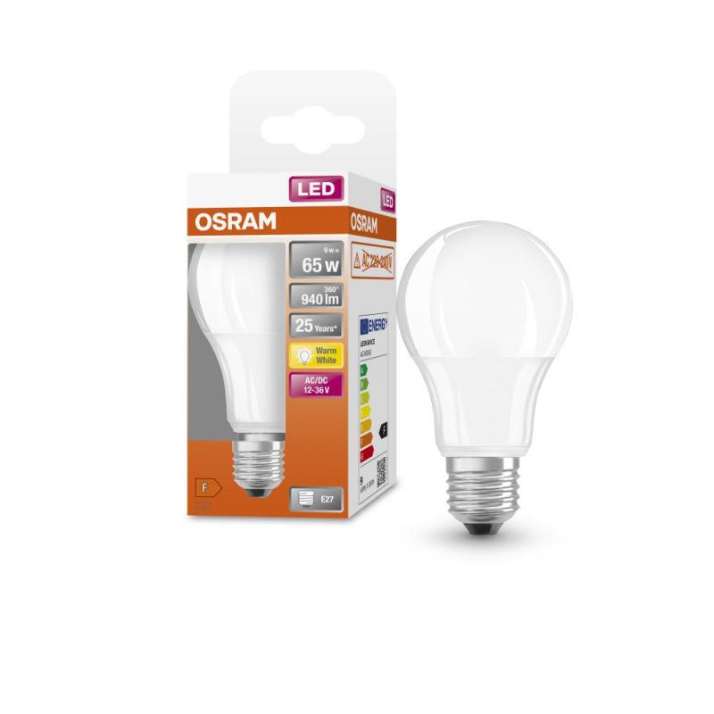 Osram E27 LED Star Classic Lampe Matt warmweißes Licht 9W wie 65W - LOW VOLTAGE 12…36 V - Für die Nutzung außerhalb des Stromnetzes